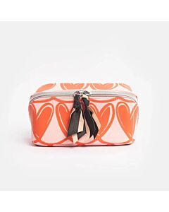 Caroline Gardner Pink/Orange Lopped Hearts Flat Lay Cosmetic Bag